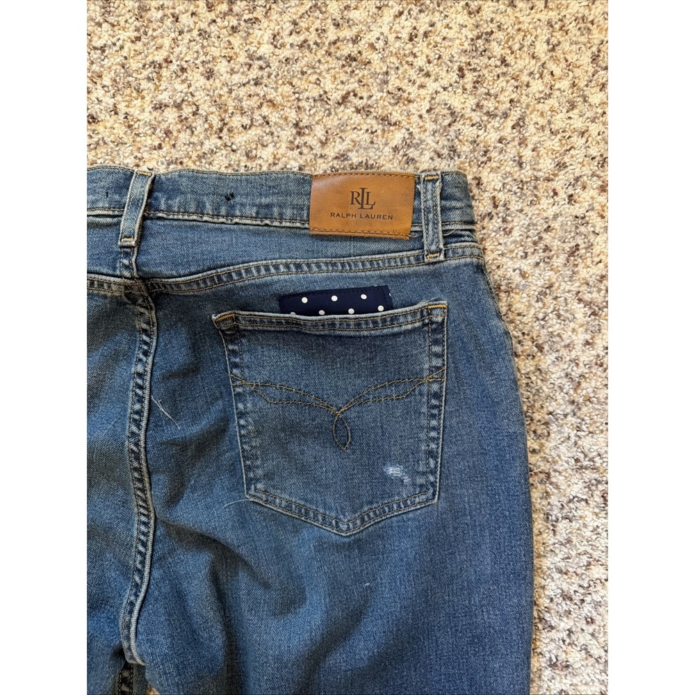 Polo Ralph Lauren Women's Patchwork Blue Jeans Size 10 High Rise Med Wash Ankle - Picture 9 of 10